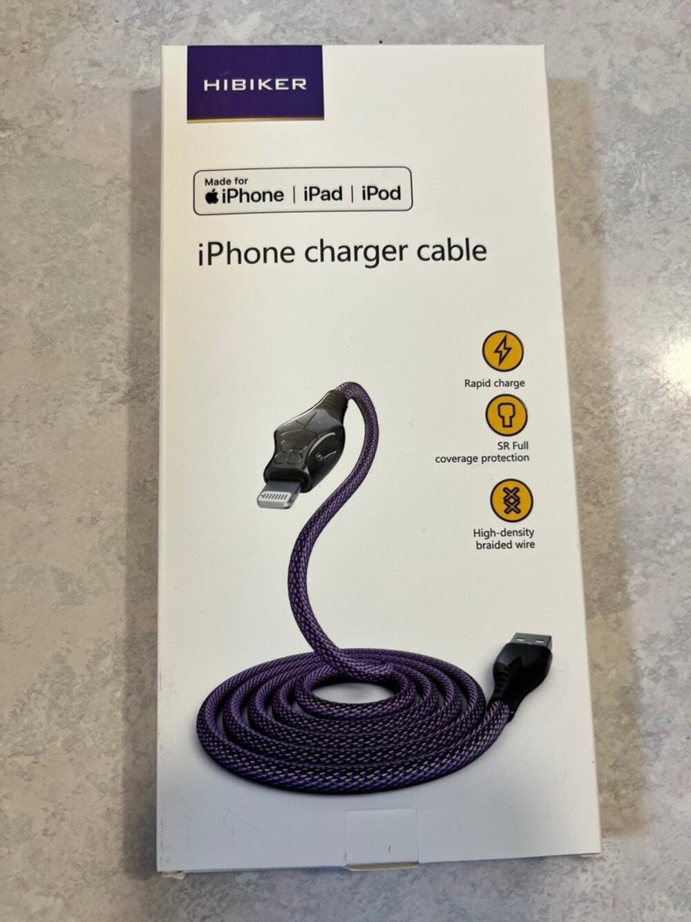 HIBIKER 6.6ft Apple MFi Certified Lightning to USB Cable - Brand New x2